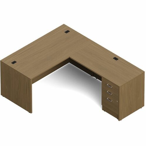 Offices To Go Newland | "L" Shaped Desk with Single Pedestal - 60"W x 78"D - Single Pedestal on Left/Right Side - Band Edge - Finish: Absolute Acajou - Leveling Glide - For Workspace - 1 Each