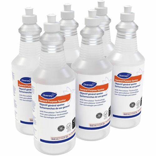 Diversey General Purpose Spotter with Percolator Technology, 32 oz, 6/CT - For Carpet, General Purpose - Liquid - 32 fl oz (1 quart) - Solvent Scent - Water Based - Colorless - 6 / Unit