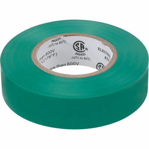 Aurora Tools Electrical Tape, 19 mm (3/4") x 18 M (60'), Green, 7 mils - 19.7 yd (18 m) Length x 0.75" (19 mm) Width x 7 mil (0.18 mm) Thickness - Green - For Insulating Wire, Splicing, Electrical - 1 Each