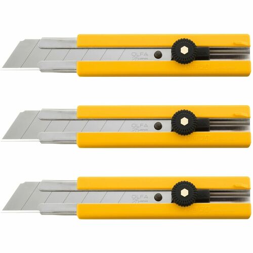 Olfa Classic Extra Heavy-Duty Ratchet-Lock Utility Knife with Anti-Slip Grip, 3-Pack