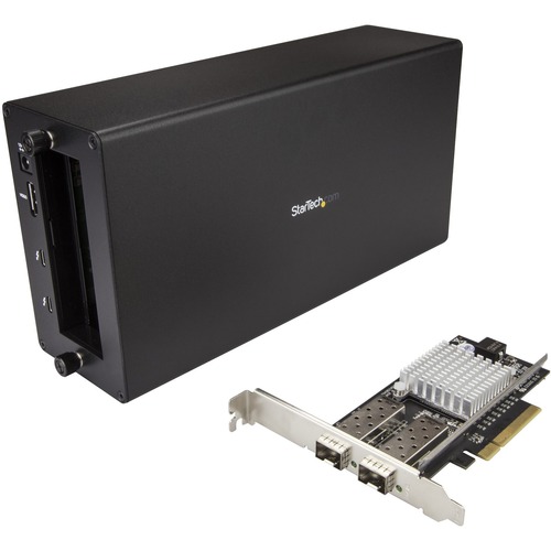 StarTech.com Thunderbolt 3 to 10GbE Fiber Network Chassis - External PCIe enclosure - 2 Open SFP+ Ports - Connect a Thunderbolt 3 enabled device to a 10GbE fiber network - Get the increased performance of a 10GbE NIC, using a Thunderbolt 3 port - Black - 