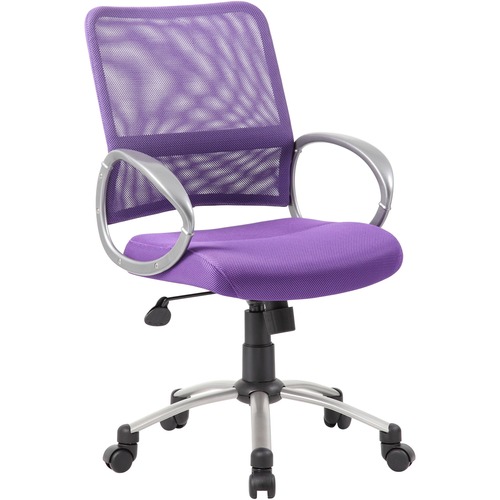 Boss Office Products Mesh Mid-Back Multipurpose Task Chair, Purple/Black/Pewter - Purple Seat Color - Mesh Seat Material - Chrome, Black Frame Color - Pewter Frame Material - 5-star Base - Purple - 1 Each