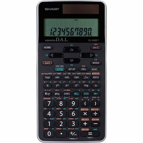 Sharp EL546XTSL Scientific Calculator 470 Functions - 470 Functions - 4-Key Memory, Durable, Auto Power Off, Dual Power - 2 Line(s) - 12 Digits - LCD - Battery/Power Adapter/Solar Powered - 6.3" (160.02 mm) Height x 3.1" (78.74 mm) Width x 0.6" (15.24 mm)