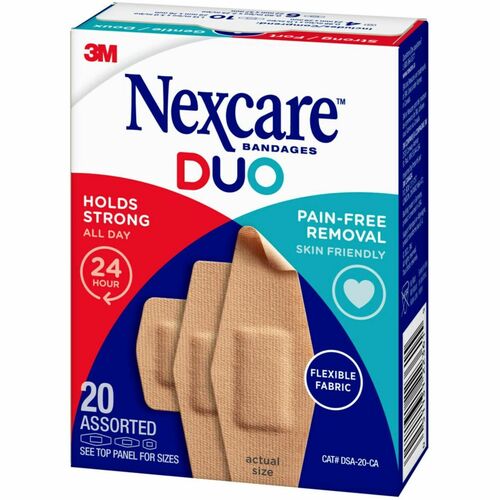 Nexcare Duo Bandages DSA-20-CA, Assorted Sizes, 20/pack - Assorted Sizes - Fabric - 20 / Box