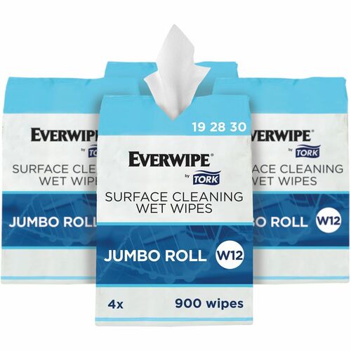 TORK Everwipe Surface Cleaning Wet Wipe Jumbo Rolls White 4/900 - For Multipurpose - Wipe - 6" Length x 8" Width - Deodorize, Disposable, pH Balanced - White - 900 Sheets - 4 Bucket