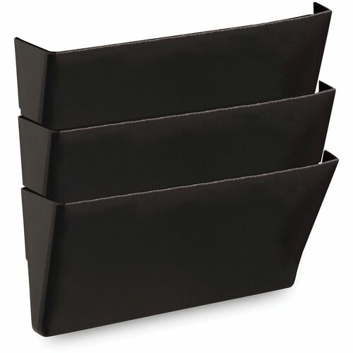 Universal Wall File Pockets, 3 Sections, Letter Size,13" x 4.13" x 14.5" , Black, 3/Pack - 3 Pocket(s) - 14.50" Height x 13" Width x 4.13" Depth - Expandable - Black - Plastic - 3 / Pack