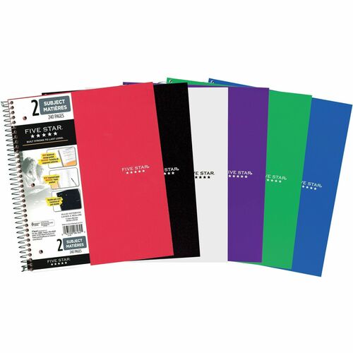 Five Star Wirebound, 2-Subject Notebook, 11" X 10-5/16" , 120Sheets