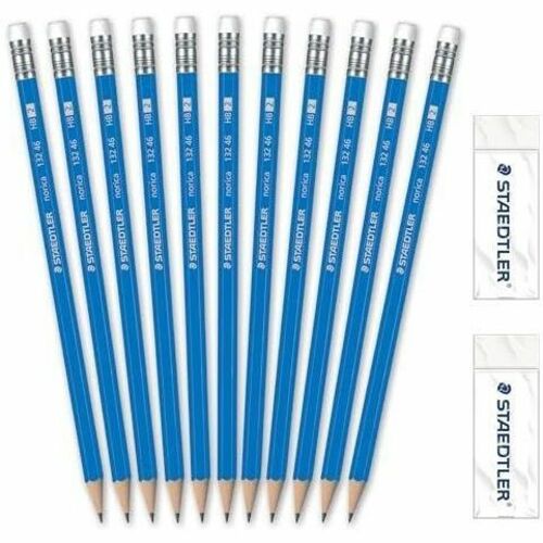 Staedtler Norica Pencils & Erasers Class Pack, 144ct - HB/#2 Lead - Fine Point - Black Lead - Wood Barrel - 156 / Pack