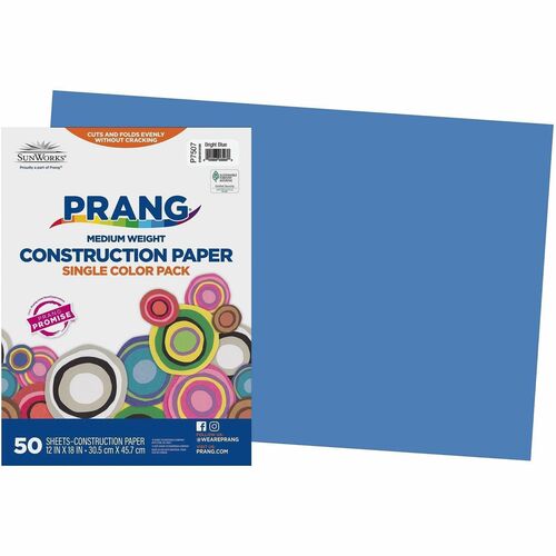 Prang Construction Paper, Bright Blue, 12" x 18" , 50 Sheets - Construction, School Project, Art, Craft - 12" x 18" - Bright Blue - 50 / Each