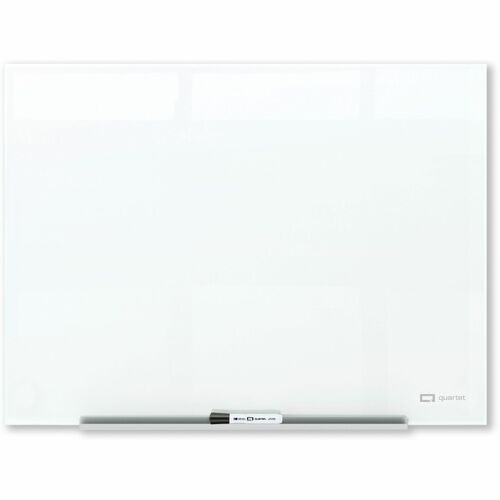 Quartet InvisaMount Magnetic Glass Board - 48" (4 ft) Width x 36" (3 ft) Height - White Tempered Glass Surface - Horizontal - Magnetic - Frameless, Accessory Tray, Non-absorbent, Stain Resistant, Ghost Resistant, Scratch Resistant, Dent Resistant, Easy to