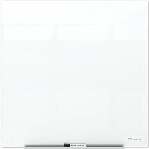 Quartet InvisaMount Magnetic Glass Board - 48" (4 ft) Width x 48" (4 ft) Height - White Glass Surface - Horizontal - Magnetic - Frameless, Accessory Tray, Non-absorbent, Stain Resistant, Ghost Resistant, Scratch Resistant, Dent Resistant, Easy to Clean - 