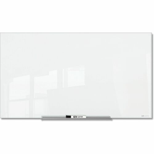 Quartet InvisaMount Magnetic Glass Board - 48" (4 ft) Width x 72" (6 ft) Height - White Glass Surface - Horizontal - Magnetic - Frameless, Accessory Tray, Non-absorbent, Stain Resistant, Ghost Resistant, Scratch Resistant, Dent Resistant, Easy to Clean - 