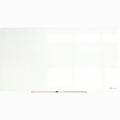 Quartet InvisaMount Magnetic Glass Board - 48" (4 ft) Width x 96" (8 ft) Height - White Glass Surface - Horizontal - Magnetic - Frameless, Accessory Tray, Non-absorbent, Stain Resistant, Ghost Resistant, Scratch Resistant, Dent Resistant, Easy to Clean - 