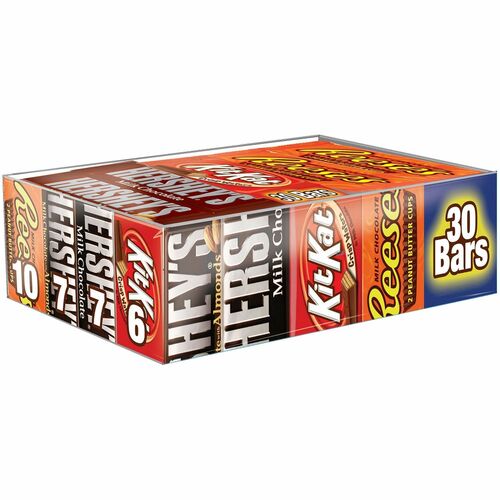 Hershey Chocolate Assortment - Milk Chocolate, Peanut Butter, Milk Chocolate with Almond - 2.81 lb - 30 / Carton