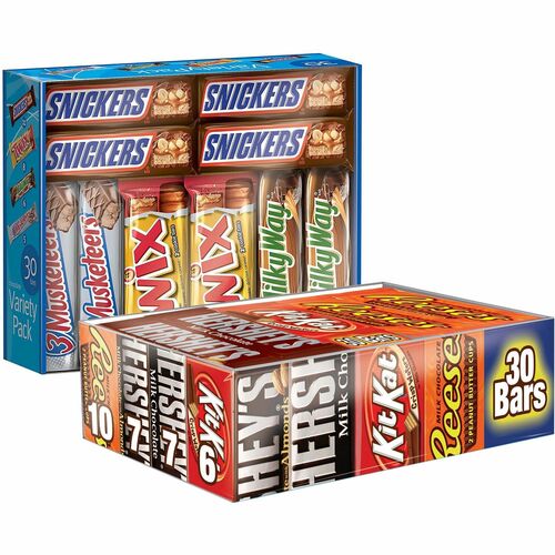 Hershey Chocolate Assortment - Milk Chocolate, Milk Chocolate with Almond, Peanut Butter - Individually Wrapped - 2 / Carton