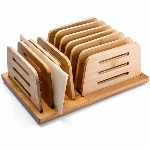 Achieva Bamboo File Sorters - 9 Compartment(s) - 3.8" Height x 14" Width x 10" Depth - Adjustable Divider, Biodegradable - Bamboo - 1 Each