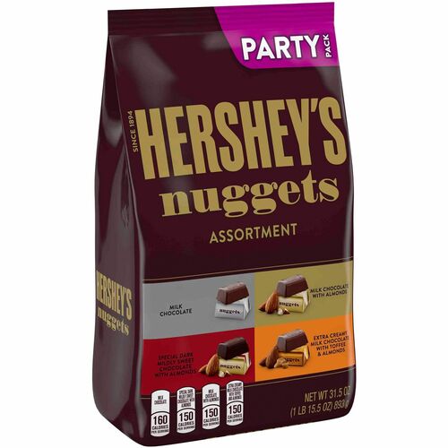 Hershey Nuggets Chocolates - Milk Chocolate, Milk Chocolate with Almond, Extra Creamy Milk Chocolate with Toffee and Almond, Mildy Sweet Special Dark Chocolate with Almond - 1.97 lb - 1 / Carton