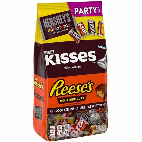 Hershey Chocolate Assortment - Milk Chocolate, Peanut Butter, Dark Mildly Sweet Chocolate - Individually Wrapped - 2.19 lb - 1 / Carton