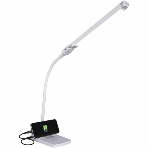 OttLite Swivel LED Desk Lamp with USB Charging and Stand - LED Bulb - USB Charging, ClearSun LED, Glare-free Light, Touch-activated, Swivel Head, Flexible Neck, Adjustable Height - Desk Mountable - White - for Desk, Computer, Crafting, Home, Tablet, Smart