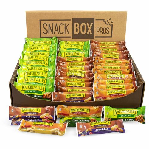 NATURE VALLEY Granola Bar Variety Snack Box - Individually Wrapped - Oats and Honey, Sweet & Salty, Fruit & Nut, Peanut Butter, Oats 'n Dark Chocolate - 84 / Carton