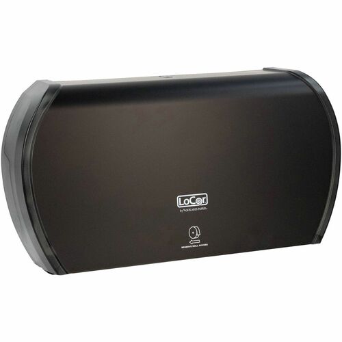 LoCor Jumbo Twin Bath Tissue Dispenser - Roll Dispenser - 2 - 5.8" Height x 20.9" Width x 12.4" Depth - Matte Black - Sliding Door - 1 Each