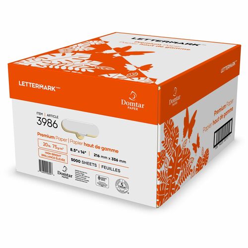 Lettermark Copy Paper - 96 Brightness - Legal - 8 1/2" x 14" - 20 lb Basis Weight - 75 g/m² Grammage - 10 / Carton - 500 Sheets per Ream - Sustainable Forestry Initiative (SFI), ECF - ColorLok Technology, Printable, Jam-free, Elemental Chlorine-free,