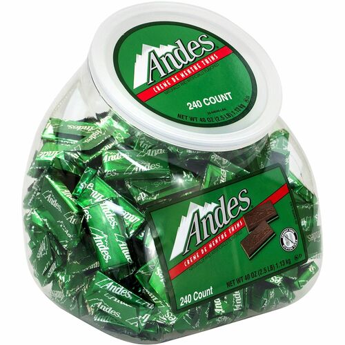 Andes Creme de Menthe Treats - Mint, Chocolate - Individually Wrapped - 240 / Carton