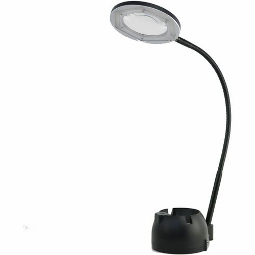 Victory Light 3-Diopter Magnifier Lamp - 15.8" Height - 3 W LED Bulb - USB Charging, Gooseneck, Adjustable Shade, Adjustable Brightness, Dimmable - Acrylic - Black