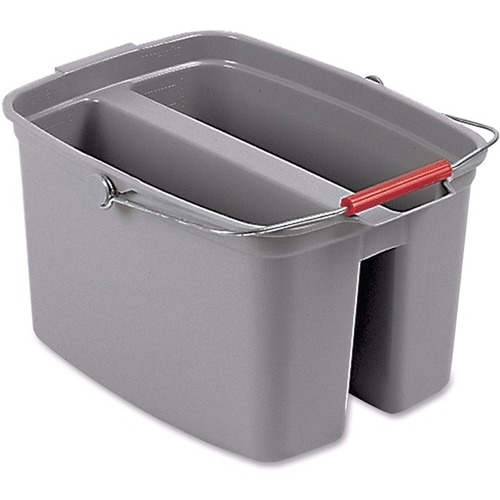 Rubbermaid Commercial 19 QT Double Pail - 4.75 gal - Dual Bucket, Handle - 17.8" x 18.1" - Plastic - Gray - 1 Each