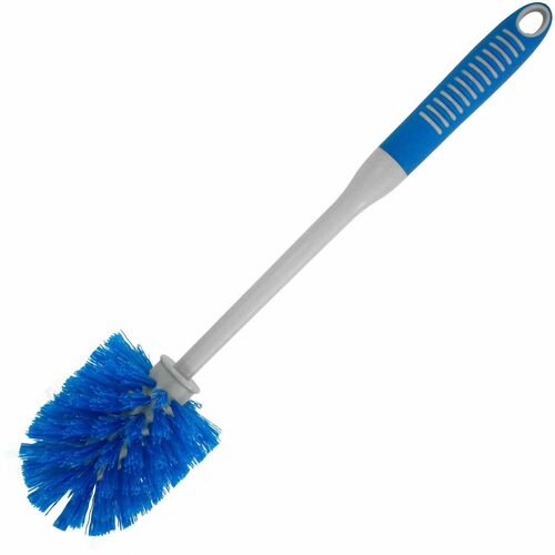 Genuine Joe Toilet Bowl Brush - Polyethylene Terephthalate (PET) Bristle - Polypropylene, Thermoplastic Rubber (TPR) Handle - 1 Each - Blue, Gray