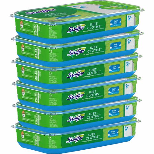 Swiffer Sweeper Wet Cloths - Disposable, Residue-free - Cloth - White - 12 Per Pack - 6 / Carton