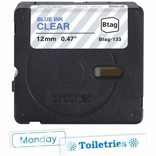 Brother P-touch BTAG-133 Blue on Clear Label Tape