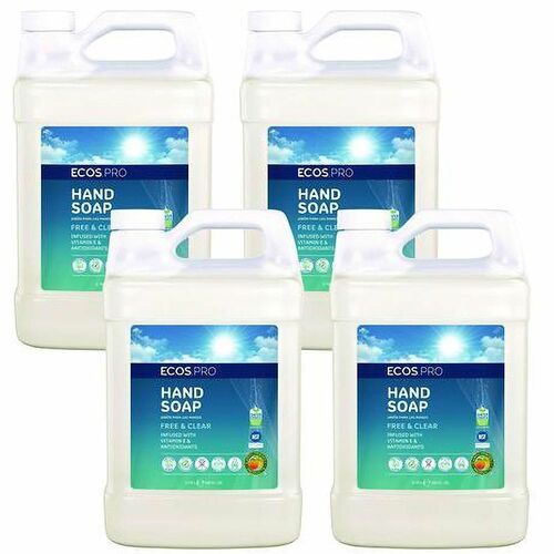 ECOS PRO Liquid Hand Soap - Free and Clear Scent - Hand - Moisturizing - Clear - No - pH Balanced, Dye-free, Anti-septic - 4 / Carton