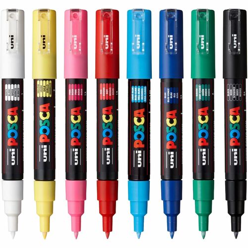 uniball™ Posca, Paint Markers - 0.7 mm (0.03") Extra Fine Marker Point - Assorted Ink - Water Based - 8 Pack