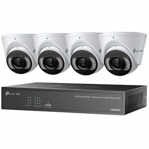 VIGI 4MP Full-Color Turret IPC & 4 Channel PoE+ NVR KIT - 2 TB HDD