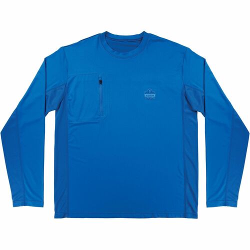 Chill-Its 6689 Cooling Long-Sleeve Shirts - 3XL Size - Fabric, MicroFiber, Polyester, Spandex - Blue