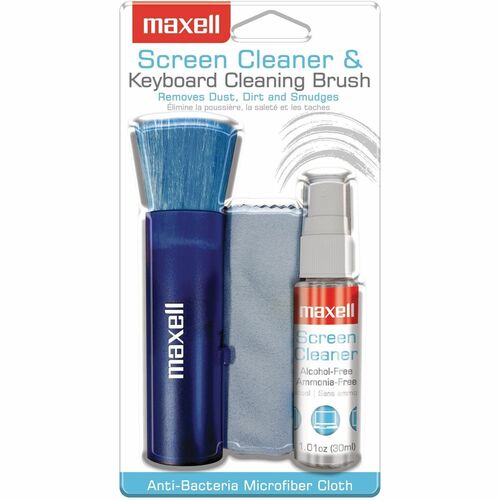 Maxell Cleaning Kit - For Display Screen, Home, Office, Keyboard, Notebook, Smartphone, Electronics - Retractable, Anti-bacterial, Ammonia-free, Alcohol-free - MicroFiber - 1 Each