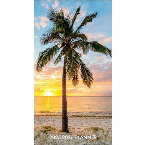 2025 Willow Creek Press 2-Year Monthly Checkbook/Calendar, 3-1/2" x 6-1/2, Tropical Beach Paradise, January 2025 To December 2026, 47071 - Medium - Regular - Monthly - January 2025 to December - 3 1/2" x 6 1/2" Sheet Size - White Sheet - Stapled - Multico