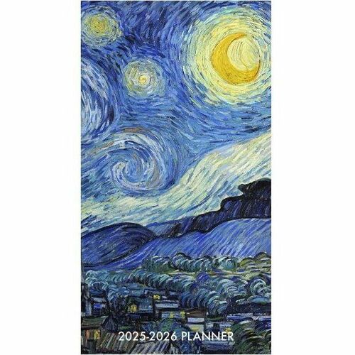 2025 Willow Creek Press 2-Year Monthly Checkbook/Calendar, 3-1/2" x 6-1/2, Van Gogh, January 2025 To December 2026, 47125 - Medium - Regular - Monthly - January 2025 to December - 3 1/2" x 6 1/2" Sheet Size - White Sheet - Stapled - Multicolor Paper Cover