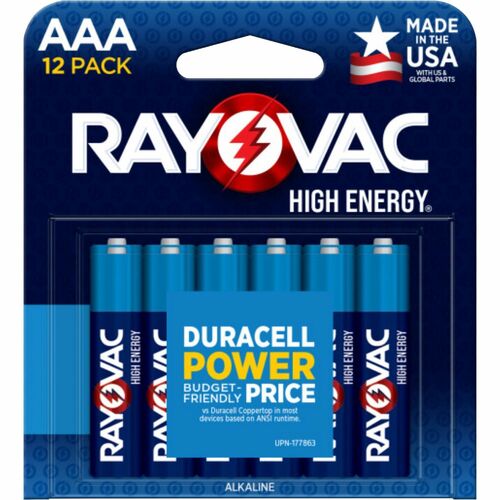 Rayovac High Energy Battery - For Flashlight, Mouse, Remote Control, Smart Home Device - AAA - 12 / Pack