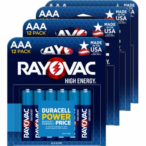 Rayovac High Energy Battery - For Flashlight, Mouse, Remote Control, Smart Home Device - AAA - 4 / Carton