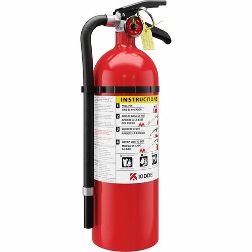 Kidde Pro 5 MP-1 Fire Extinguisher - 5.50 lb Capacity - A: Common Combustibles, B: Flammable Liquids, C: Live Electrical Equipment - Rechargeable, Impact Resistant, Safety Pin