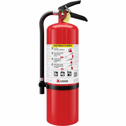 Kidde Pro 10 MP-1 Fire Extinguisher - 10 lb Capacity - A: Common Combustibles, B: Flammable Liquids, C: Live Electrical Equipment - Rechargeable, Safety Pin, Safety Pin - Red