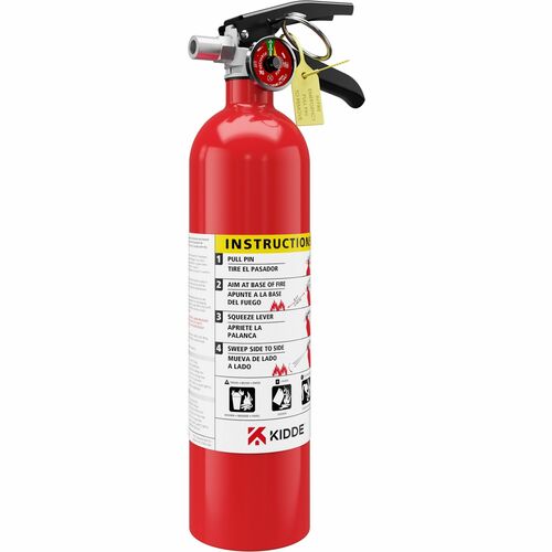 Kidde Pro 2.5 MP-1 Fire Extinguisher - 2.50 lb Capacity - Rechargeable, Safety Pin - Red