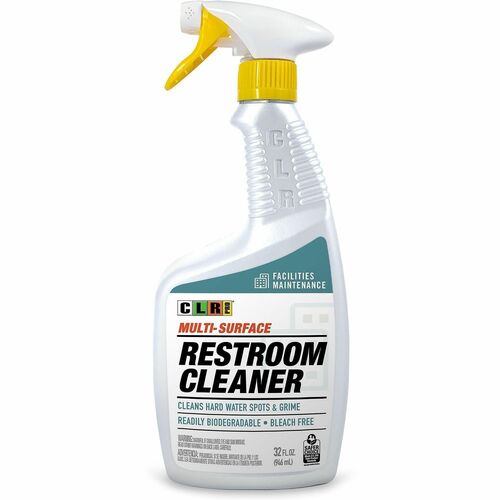 CLR Pro Restroom Cleaner Spray - For Multi Surface, Multipurpose - Spray, Liquid - 32 fl oz (1 quart) - 2.4 to 2.7 pH - Clean Floral Scent - Recommended For: Dirt Remover, Calcium Deposit Remover, Limescale Remover, Hard Water Deposit Remover, Soap Scum R
