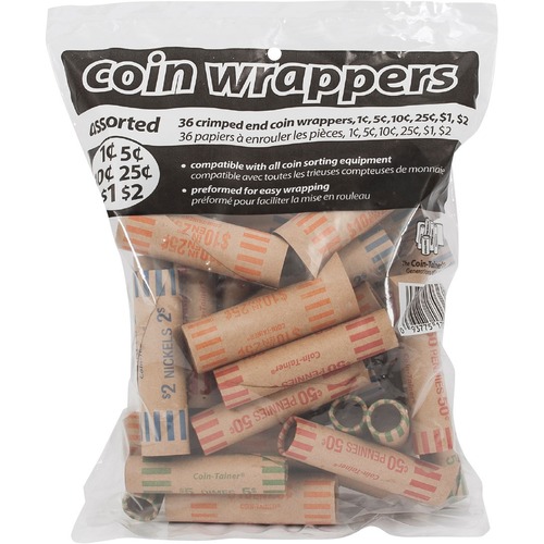 PAP-R Paper Coin Wrapper, Assorted, 36 Pack - 36 Wrap(s) - 36 Pack