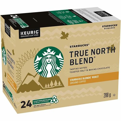 Starbucks K-Cup Coffee - Compatible with Keurig K-Cup Brewer - American - Medium - K-Cup - True North Blend - 24 / Box