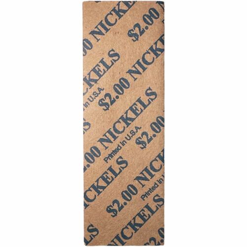 ControlTek Flat Tubular Coin Wrappers for Quarters - Durable, Crimped, Heavy Duty, Pre-printed - Kraft Paper - Blue - 1000 / Box