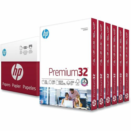 HP Premium LaserJet Paper - 100 Brightness - 32 lb Basis Weight - ColorLok Technology - 1500 Sheets - 250 Sheets per Ream - 6 / Carton