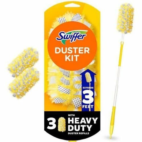 Swiffer Unscented Duster Kit - Fiber Bristle - 36" Handle Length - Yellow - 3 / Pack